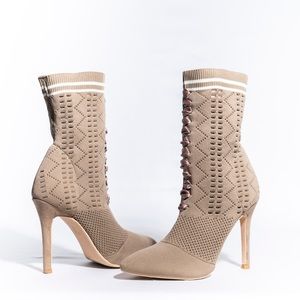 Catherine Malandrino Stretch Knit Sock Stilleto Bootie Heels